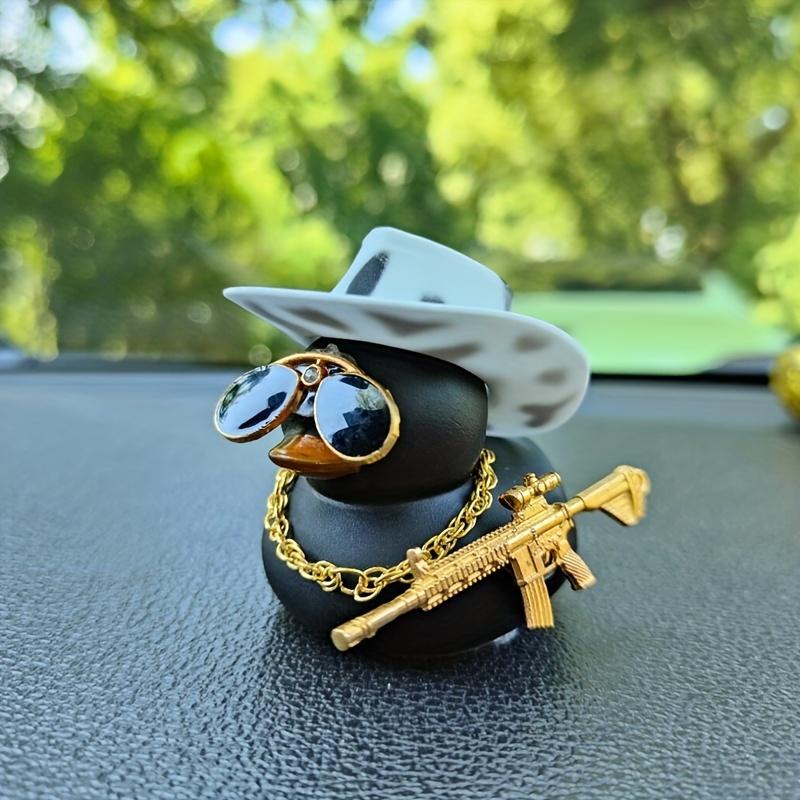 1PC Cowboy Hat Black Duck Car Decoration Rear View Mirror Decoration