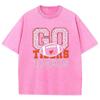 Go Tigers Letter Print Women T-Shirt Wash Oversized Unisex Couple Short Sleeve Street Hip Hop Top Sweetheart Y2k Tees