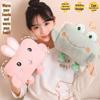 Electric Plush Cartoon Hand Warmer: Rechargeable, Removable, Washable, Double Hand Inserts, Dangling Leg Design.