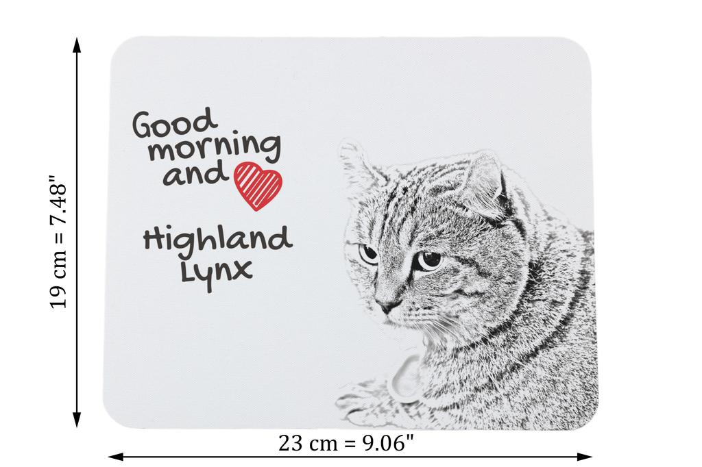 Highland Lynx - Art-Dog markasından baskılı mouse pad, kişiselleştirilmiş kedi pedi, ofis çalışanı için benzersiz bir alet