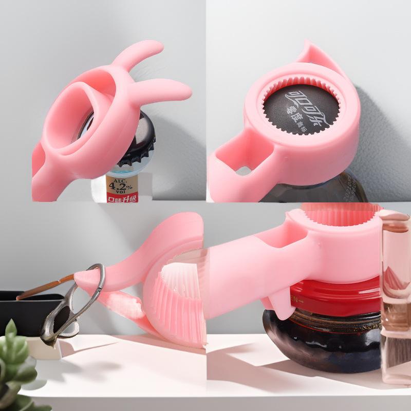 Deschizător de sticle de bere 4 în 1, multifuncțional, pentru băuturi, borcane, deschizător de sticle din plastic, tirbușon, gadgeturi pentru bar, instrument de bucătărie, 1 buc