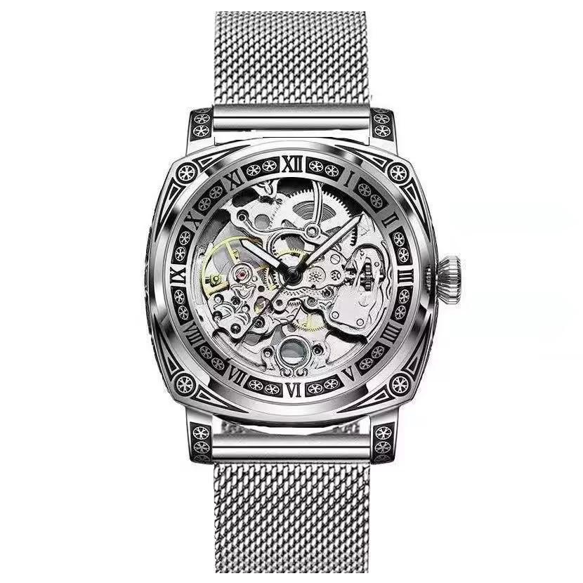 Duke of Lorraine 8837 Herren-Punk-Armbanduhr aus Edelstahl mit Automatikwerk