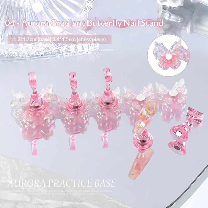Magnetic Acrylic Nail Practice Stand Butterfly Shape Nail Display Stand Tips Holder Wearable Nail Display Stand Tool