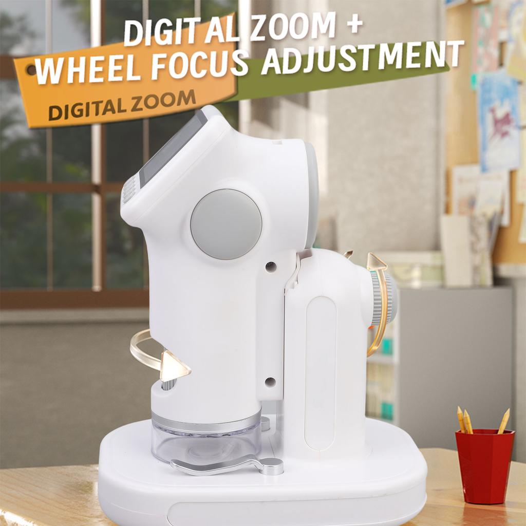 Kids Digital Microscope 100 1600X with 2.0 HD Color Screen 3 Adjustable Lights 32GB SD Card Portable Microscope for