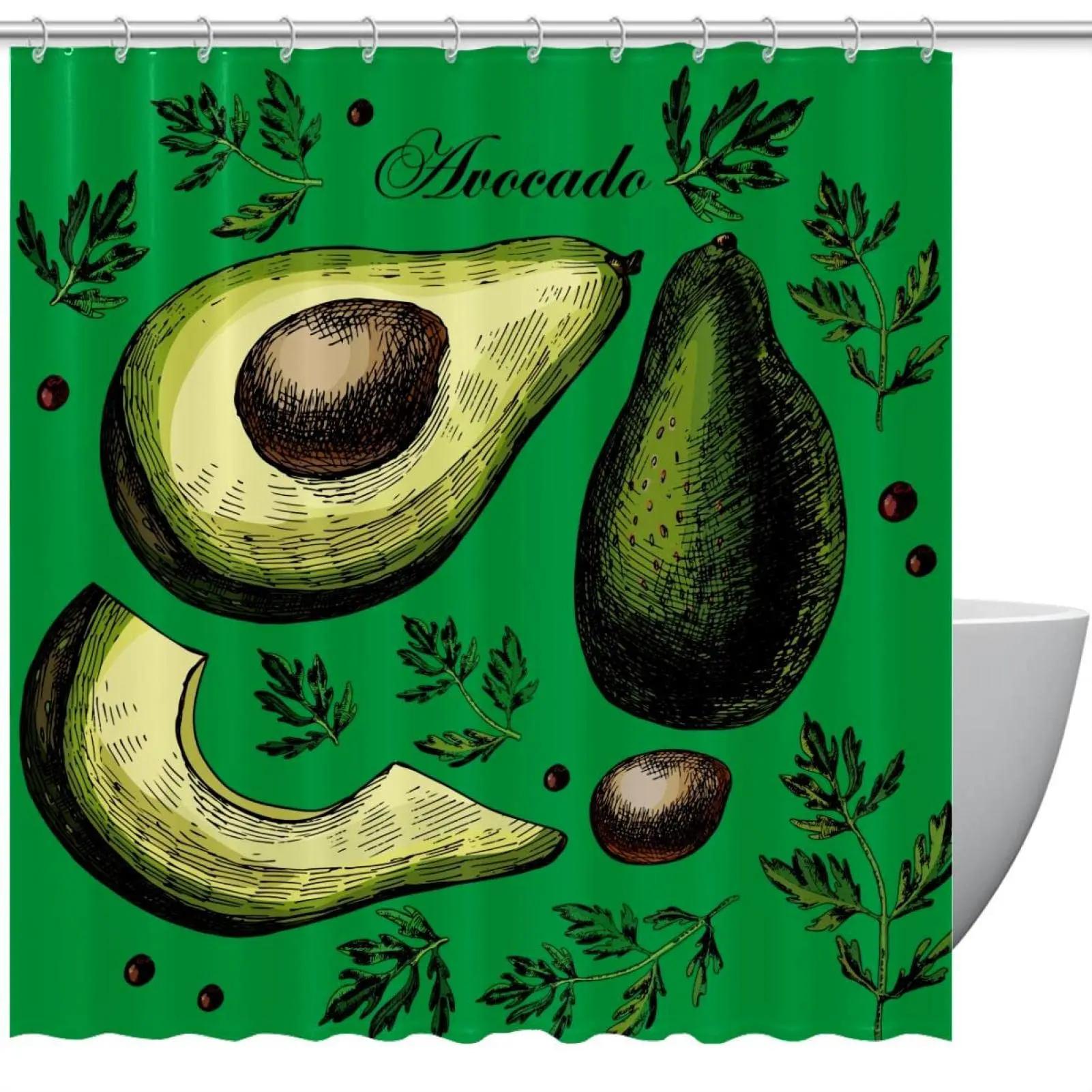 

Organic Avocado Shower Curtain Lifestyle Stay Young Bath Curtain Bathroom Decorative Waterproof Polyester Fabric Bathtub Screen W60H190(CM)-1 Pcs