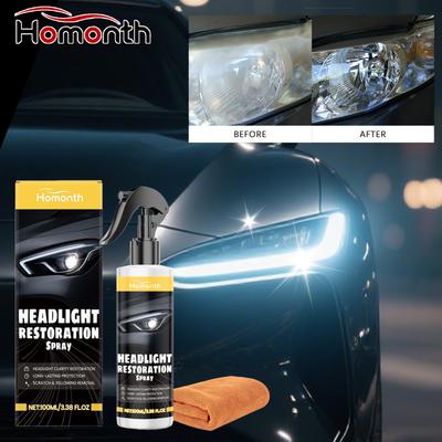 Headlight Care Kit 100ml Restores Lighting Effect Improves Night Driving Safety Anti Dust Polish Spray with Towel Night Drive
