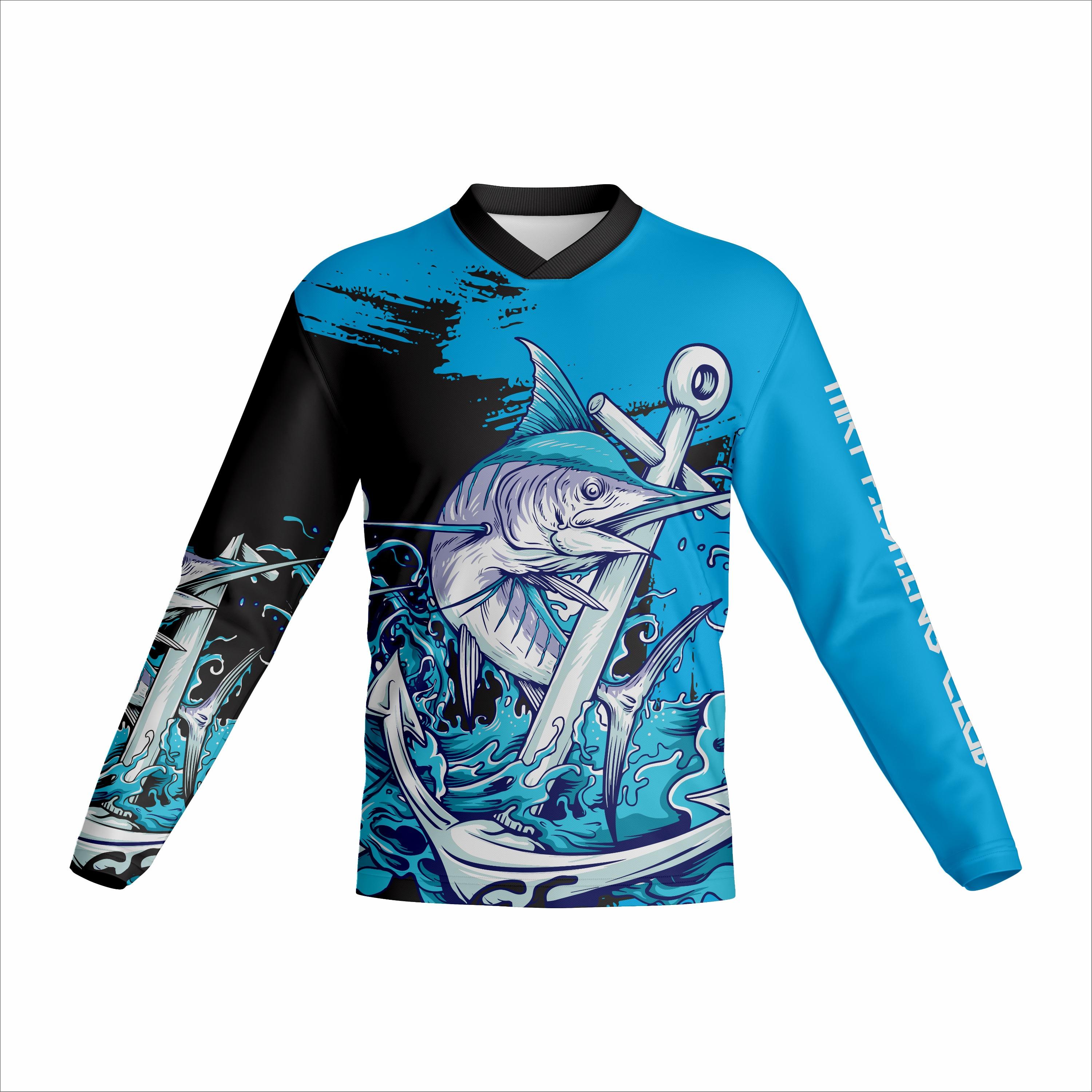 

Мужская футболка с круглым вырезом и длинными рукавами для рыбалки, с принтом парусника и пираньи, быстросохнущая рубашка для езды на велосипеде 3XL темный сине серый