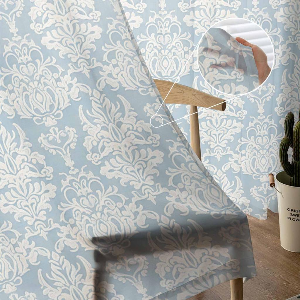 Retro Persian Pattern Floral Middle Eastern Style Window Tulle Curtains for Living Room Hotel Luxury Decoration Sheer Curtains