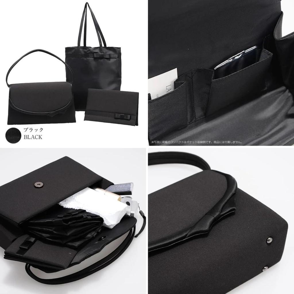 Формальна сумка Чорний формальний одяг для для церемоніального жалоби чорний [Fukushodo] [Набір з 4 предметів, фукуса, додаткова сумка] жінки, випадки, одяг, похорон, похорон,