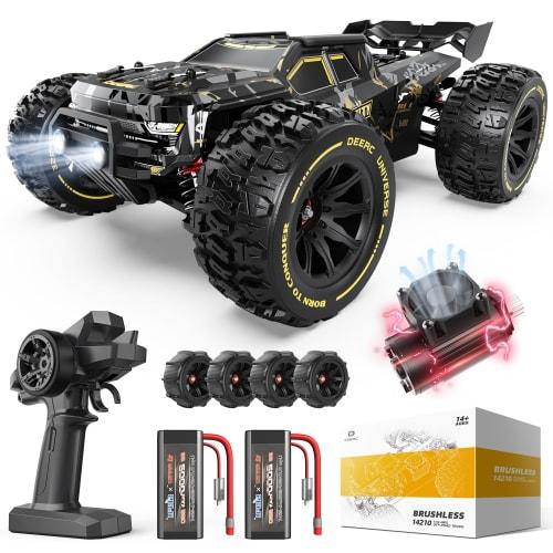 DEERC RC Off-Road Car for Kids and Adults, Remote Control Car, High Speed ??76km/h, Brushless Motor, 3S Battery, 4WD, Stepless Control, 1/14 Scale, Oi