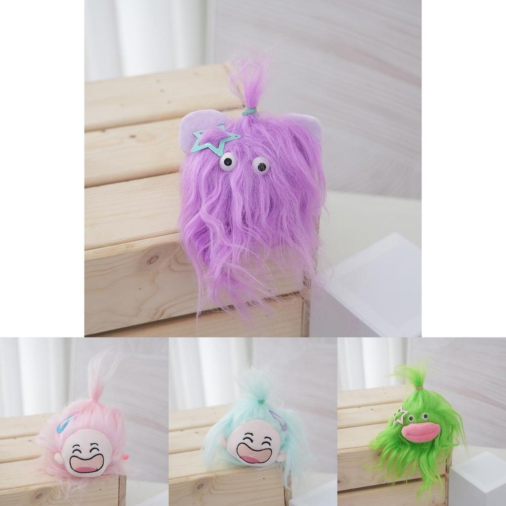 Cute And Funny Plush Doll Keychain With Colorful Hair For Stylish Bag Accessory