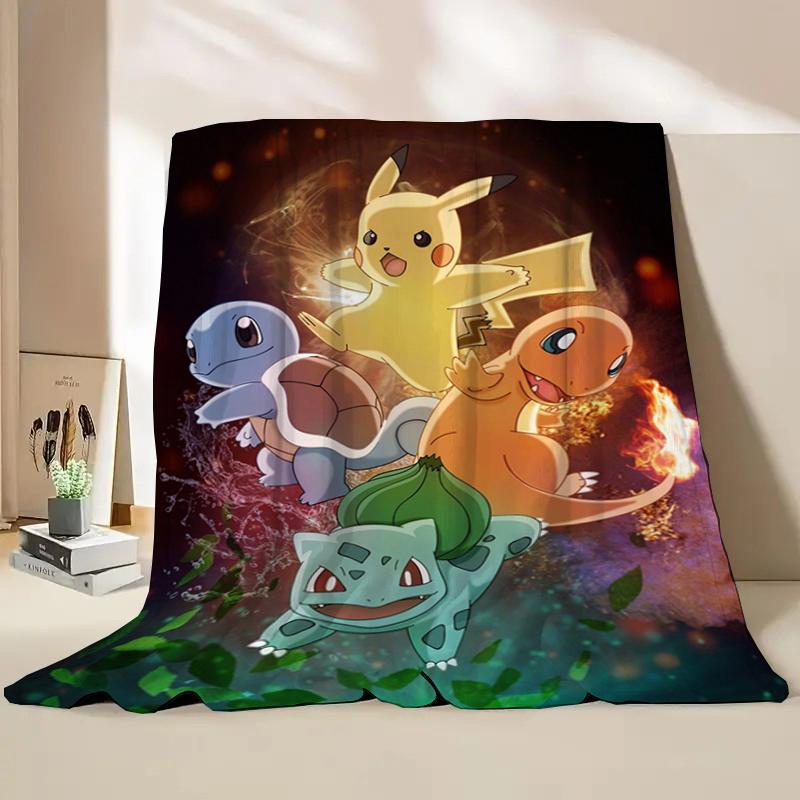Anime Pokemon Flannel Fluffy Soft Blanket Pikachu Home Sofa Lunch Break,Throw Blanket For Kids Student Bed Blanket Nap Cover