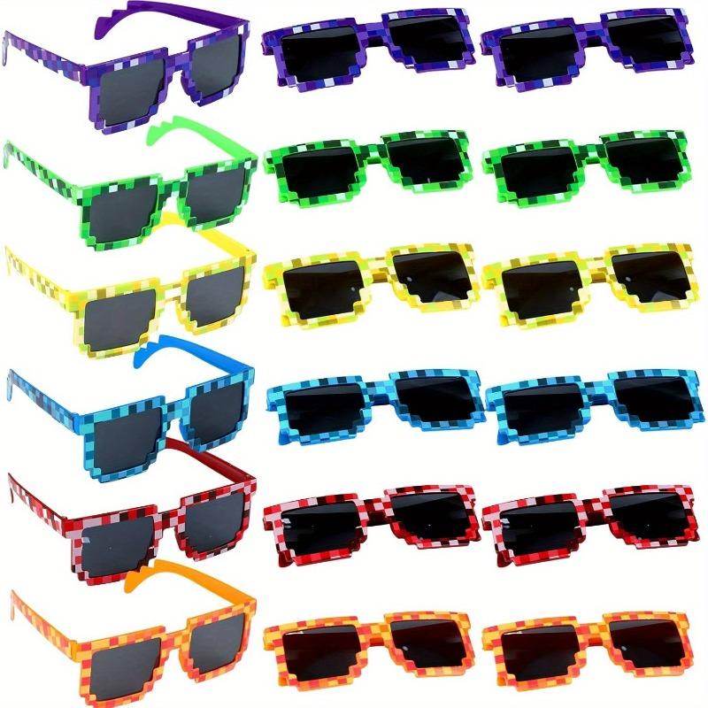 18 PCS Pixel Gaming Glasses with Vibrant Colors and Durable Plastic Are Perfect for Adult Gamers' Birthday Parties and Gifts