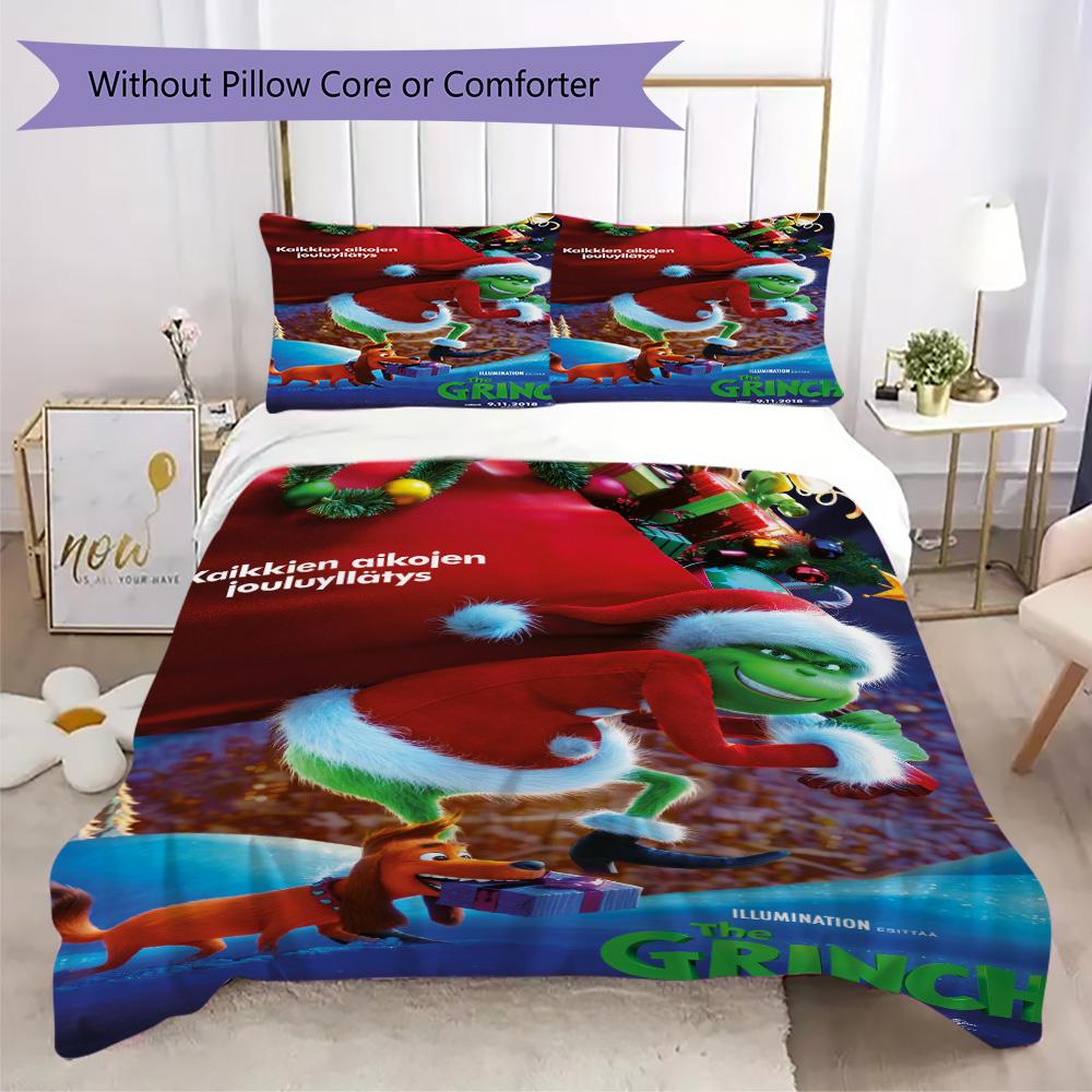 Christmas Gift Oscar Comedy Movie How the Grinch Stole Christmas Home Decor Soft Printed Bedding Set Pillowcase Duvet Cover (without Core) R10