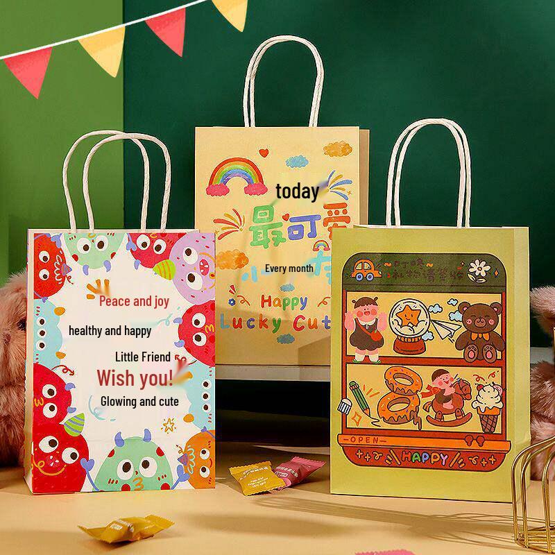 Kids' Gift Bag: Birthday Party Favors for Children's Day - Kraft Tote for Kindergarten & Primary Students (June 1st)