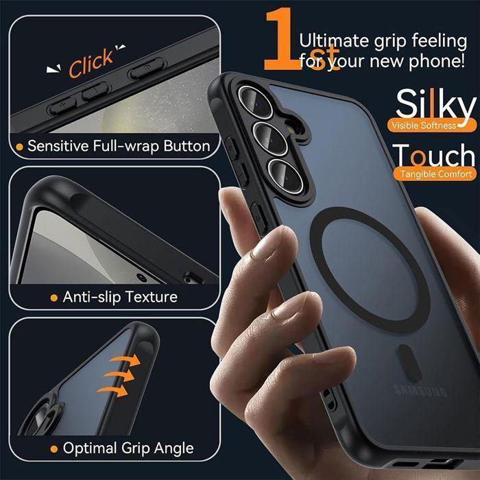 Coque de protection - BOOLING - pour Samsung Galaxy A56 5G - Cercle Magnétique - Noir - 2 Verres Trempés