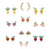 Tropical Fruit Zircon No-Piercing 925 Silver Stud Earrings – Lightweight Luxury Dangles for Women
