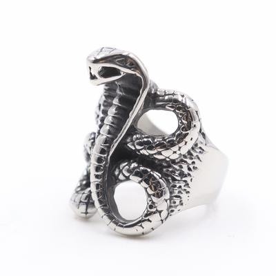 S925 Silver Ring, Retro Boiled Black Snake Ring, Hydra Ring for Men and Women, Exaggerated Angel Travel Commemoration
