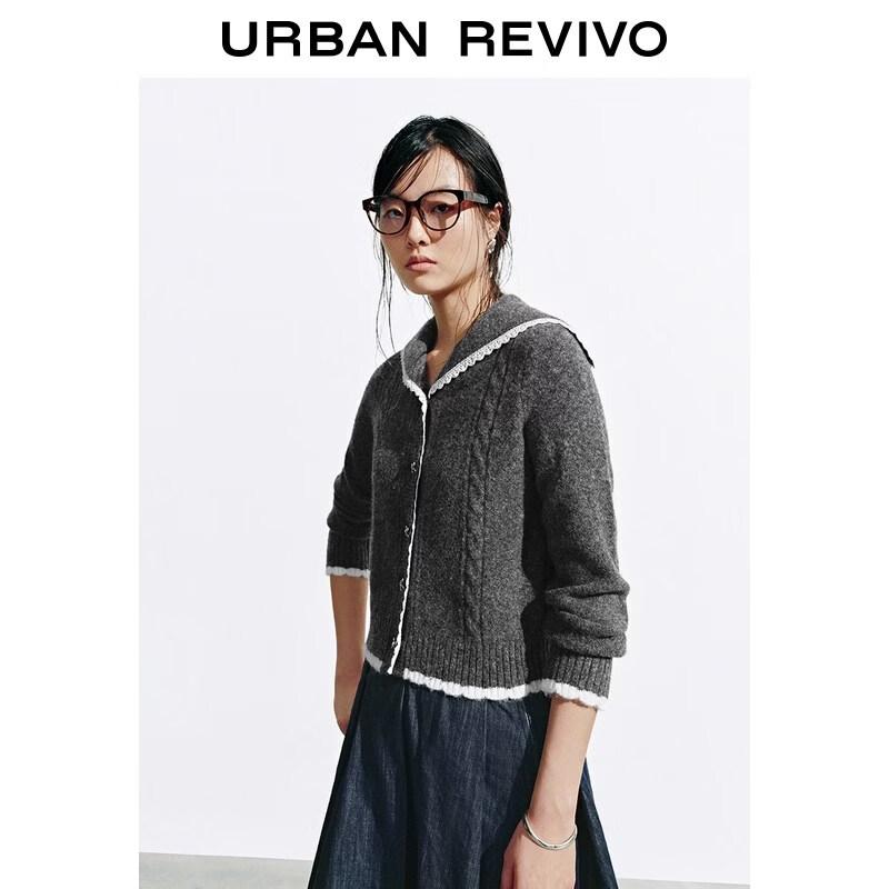 UR2026 Women's Color-block Bow Knit Cardigan