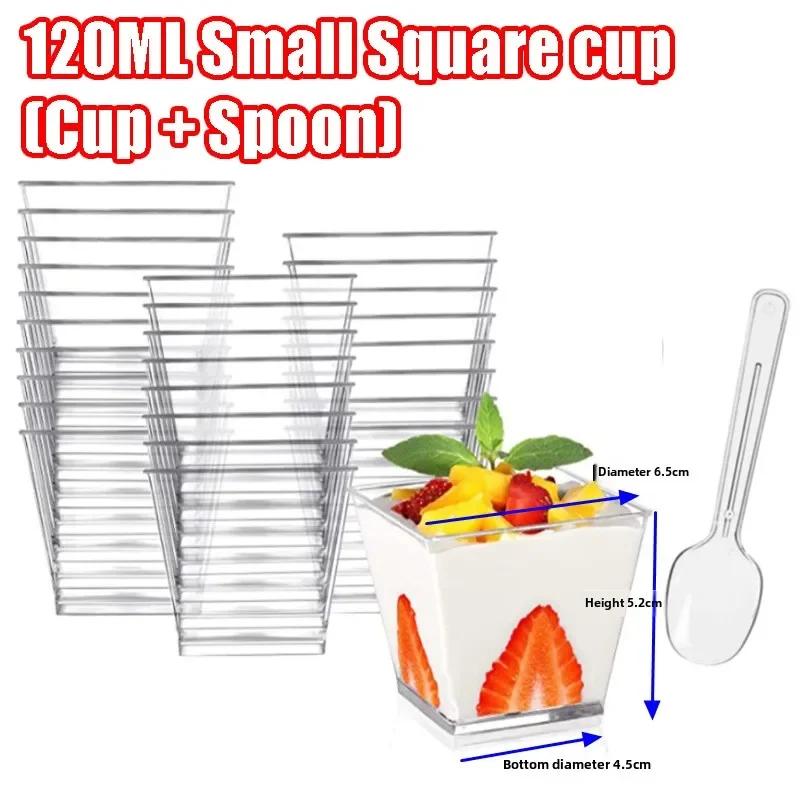 5-100PCS Disposable Plastic Dessert Cups Reusable Clear Ladder Shaped Cup Appetizers Cake Ice Cream Cup for Party Wedding