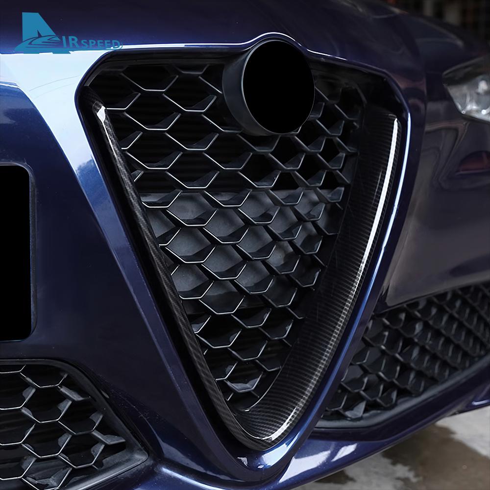 For Alfa Romeo Giulia 2017 2018 2019 2020 Real Hard Carbon Fiber Sticker LHD RHD Car Grille Decorative Frame Trim Accessories