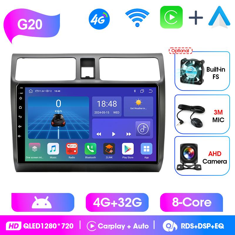 Srnubi 2Din Android14 Car Stereo Radio For Suzuki Swift 2003-2010 Wireless Carplay Android Auto Mirror Link BT 4G WiFi Head Unit