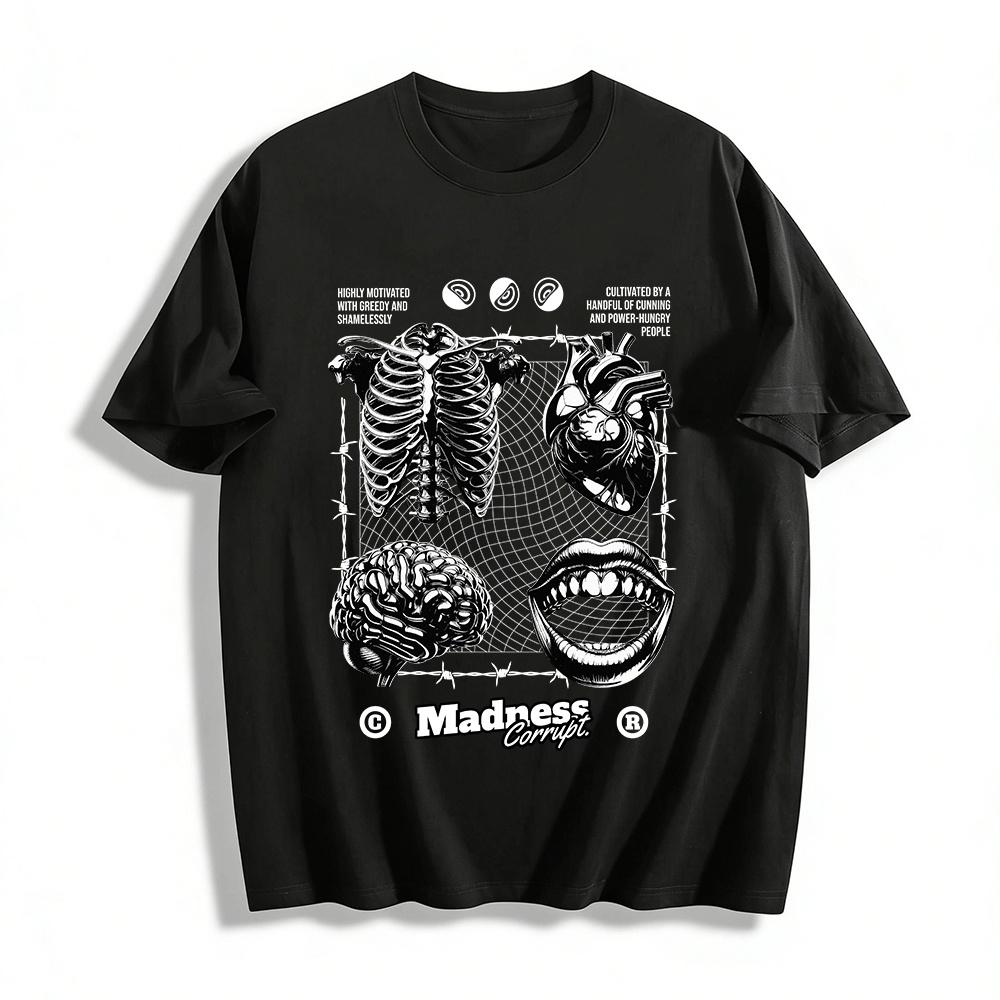

Dark Style Visceral Anatomy Print Top Madness Corrupt Theme Tee Pure cotton T-shirt XXS