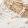 Boho Multilayer Shell Starfish Pendant Necklace for Women Imitation Pearl Conch Layered Chain Choker Girls Beach Party Jewelry