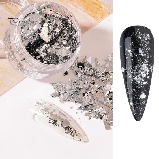 1 Box Nail Art Sequins Decoration Golden/Silver Color Irregular Tin Foil Flake DIY Manicure UV Gel Polish 3D Glitter Nail Decoration Accessories for