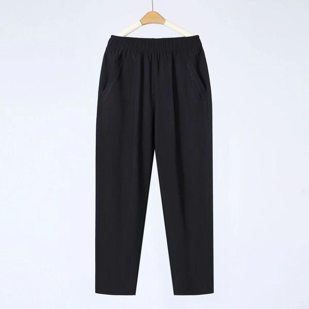 Petite Damen Sommer Eisseide Lässige Hose - Lockere Gerade Neun-Punkt-Hose für Mittleren Alters & Ältere