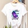 Tee Top Tshirt Fashion Clothes Women Watercolor Print Lady Female Clothing Butterfly Letter Short Sleeve Printing T Casual Cartoon Graphic T-shirt