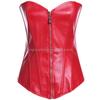Womens Faux Leather Zipper Front Bustier Corset Top