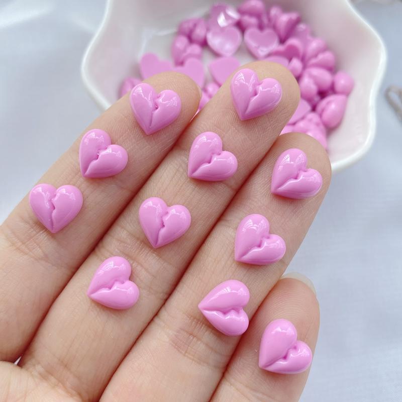 50Pcs New Cute Resin 8mm Mini Heart-shaped Series Flat Back Manicure Parts Embellishments For Hair Bows Accessories