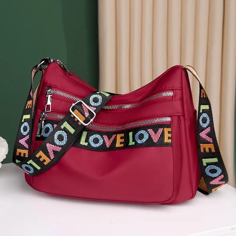 Women'S Crossbody Bag Waterproof Nylon Oxford Shoulder Messenger Bags Casual Large Capacity Handbag Ladies Travel Shopping Tote