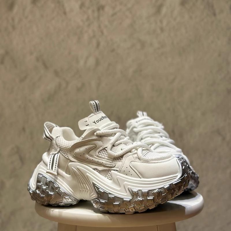 

Европейская станция 2024 весна новая мода платформа повседневная женская обувь повышение спортивной беговой обуви ins dad shoes tide 35 серебряный