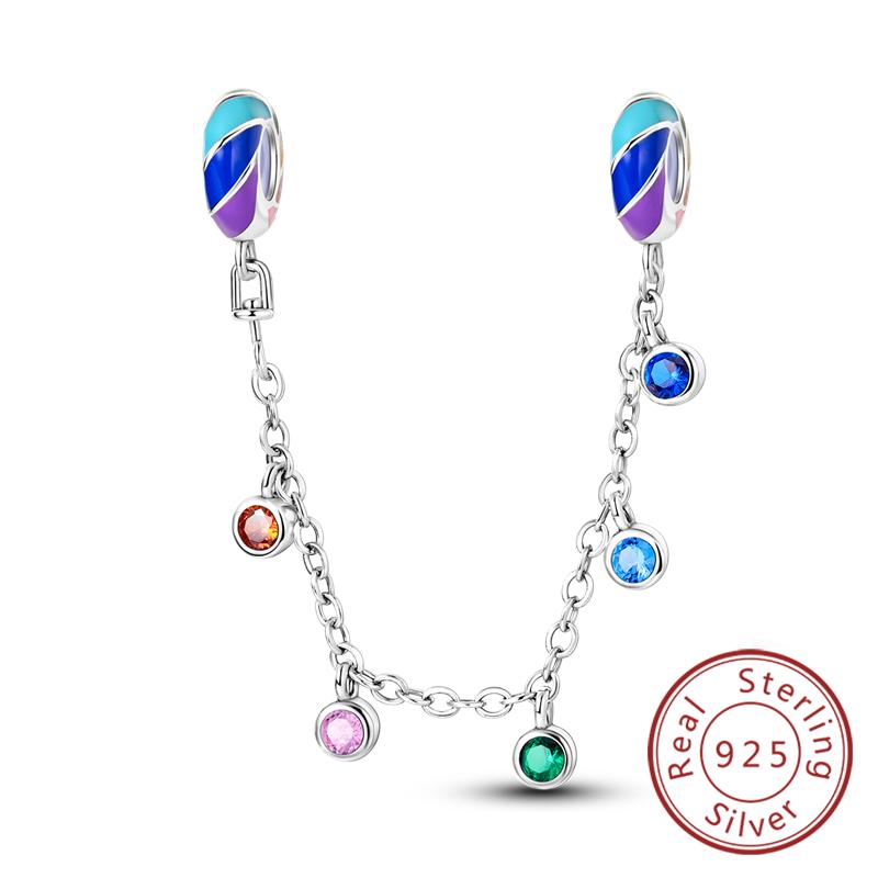 New Original Safety Chain Clasp Clip Charm Bead Copper Heart Bow Star Moon Fit Bracelet Diy Woman Girl Jewelry Gift