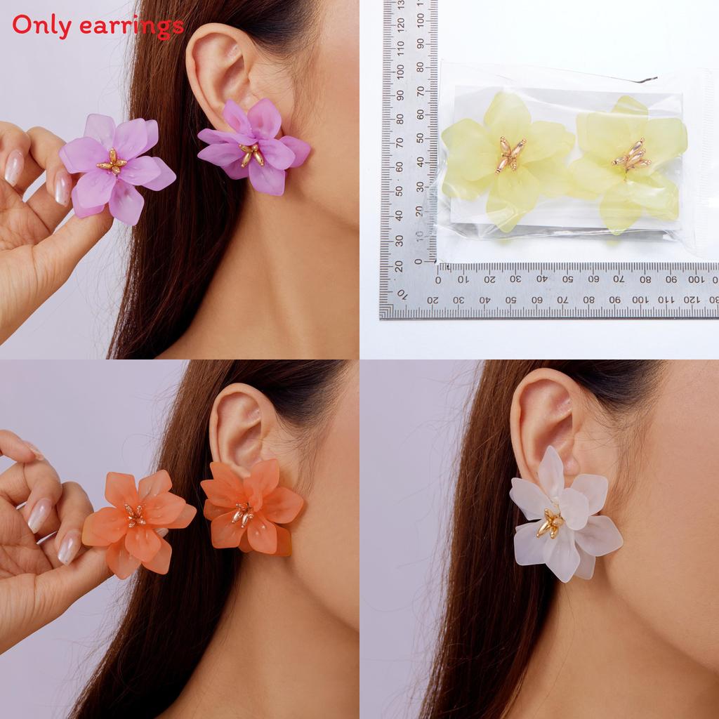 Handmade Acrylic Blossom Ear Studs For Women Geometric Summer Fashion