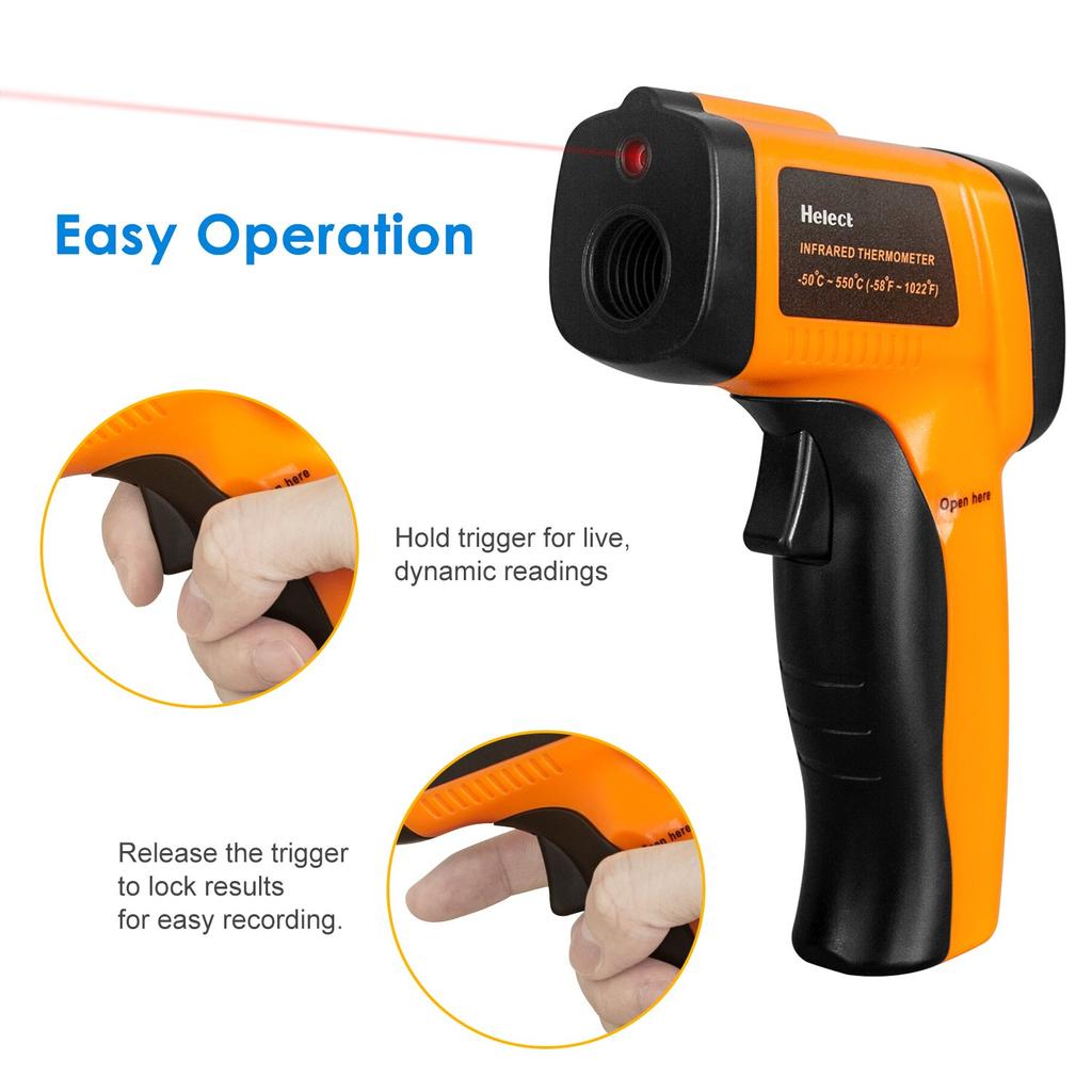 Digital Laser Infrared Thermometer, Pyrometer (-50 °C To 550 °C) with LCD Lighting