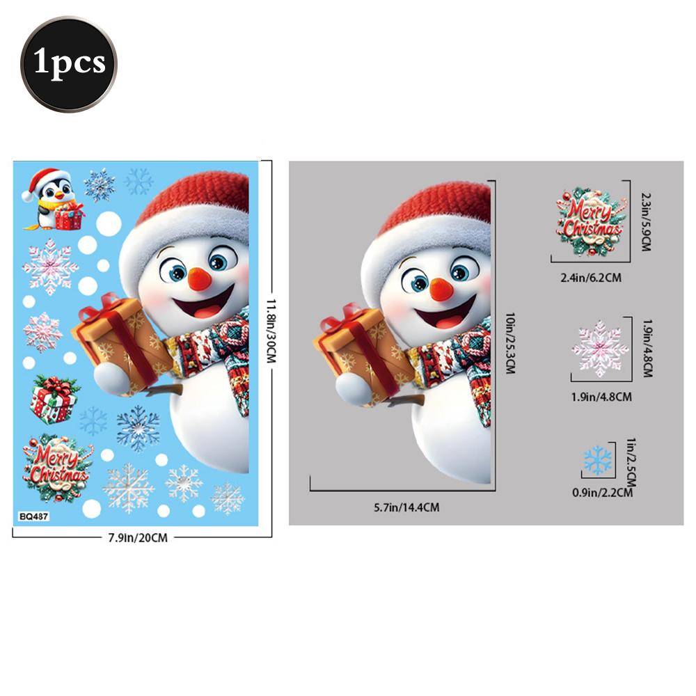 2026 Christmas Window Stickers Santa Claus Reindeer Snowmen PVC Static Glass Stickers No Glue Reusable Christmas Home Decoration