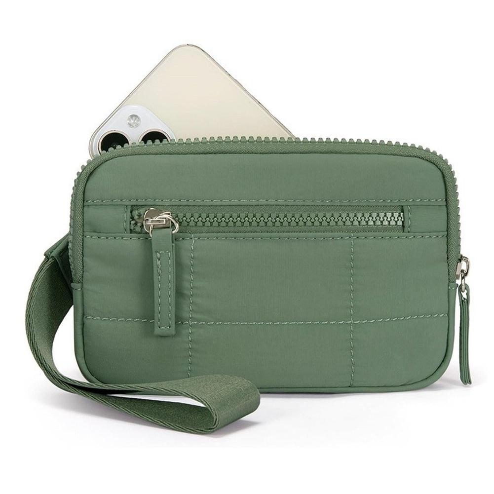 

Card Cash Organizer Beige Pleated Wristlet Transparent Window Design Waterproof Material Ultra-Light 0.09kg Multiple Card Slots зелёный