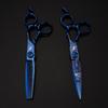 Blue 6" Napson Damascus Steel Hairdressing & Thinning Scissors with Serrated Edge
