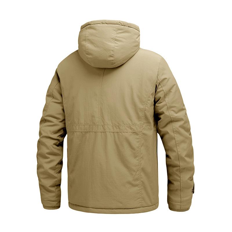 Men's Winter Cotton Coat, Thickened Velvet, Warm Casual and Versatile Jacket, Men's Loose Large Size, Medium and Long Cotton Coat, Solid Color