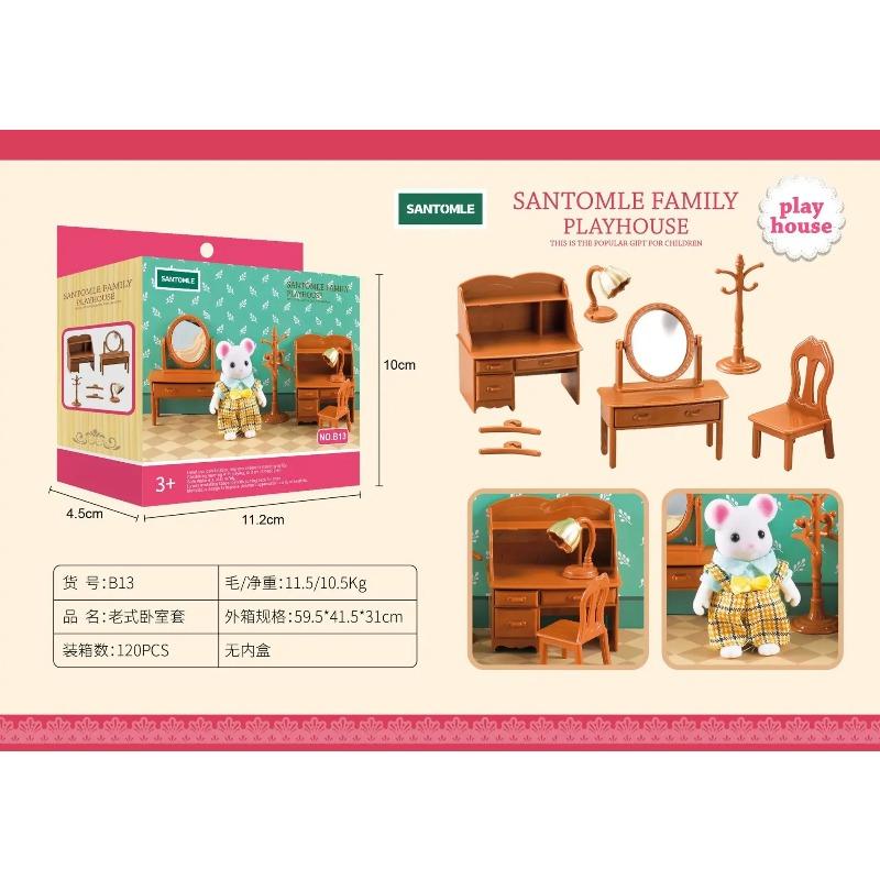 Forest Home Animal Family Mini Rabbit Villa Living Room Kitchen Bedroom Garden Micro Furniture Set Girl Pretend Play Toy Model