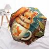 1 PC Automatic Folding Umbrella - Squirrel and Hedgehog Pattern, Portable & Foldable Design with 8 Ribs, Christmas Birthday Gifts