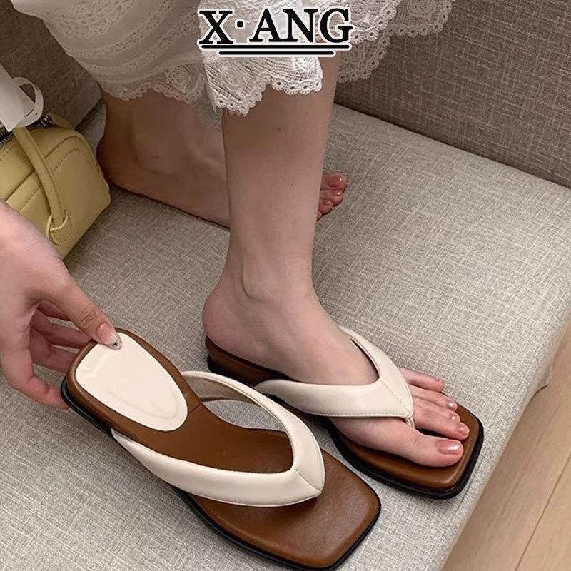 Sheepskin version of thick-soled flip-flops for women's summer wear new beach vacation wind small slope heel cold slippers