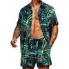 Spring and Summer Loose Beach Casual Men's Clothing Floral Print Fashion Top Shirt Set