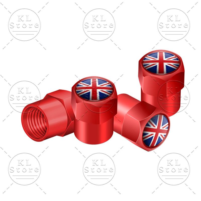 Exterior 4Pcs United Kingdom National Flag Badge Car Wheel Tyre Tires Valve Stem Caps Dust-proof Cover For Universal Automobiles
