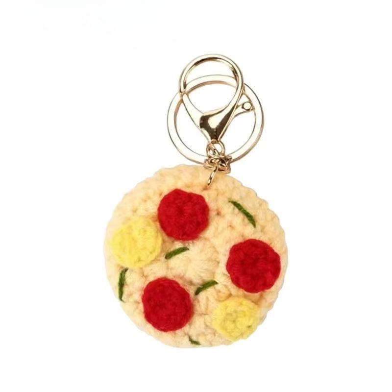 Creative Knit Keychain Cartoon DIY Burger Ice Cream Pendant Keychain Charms Handmade Pendant for Girl Cute Gift Car Decorations
