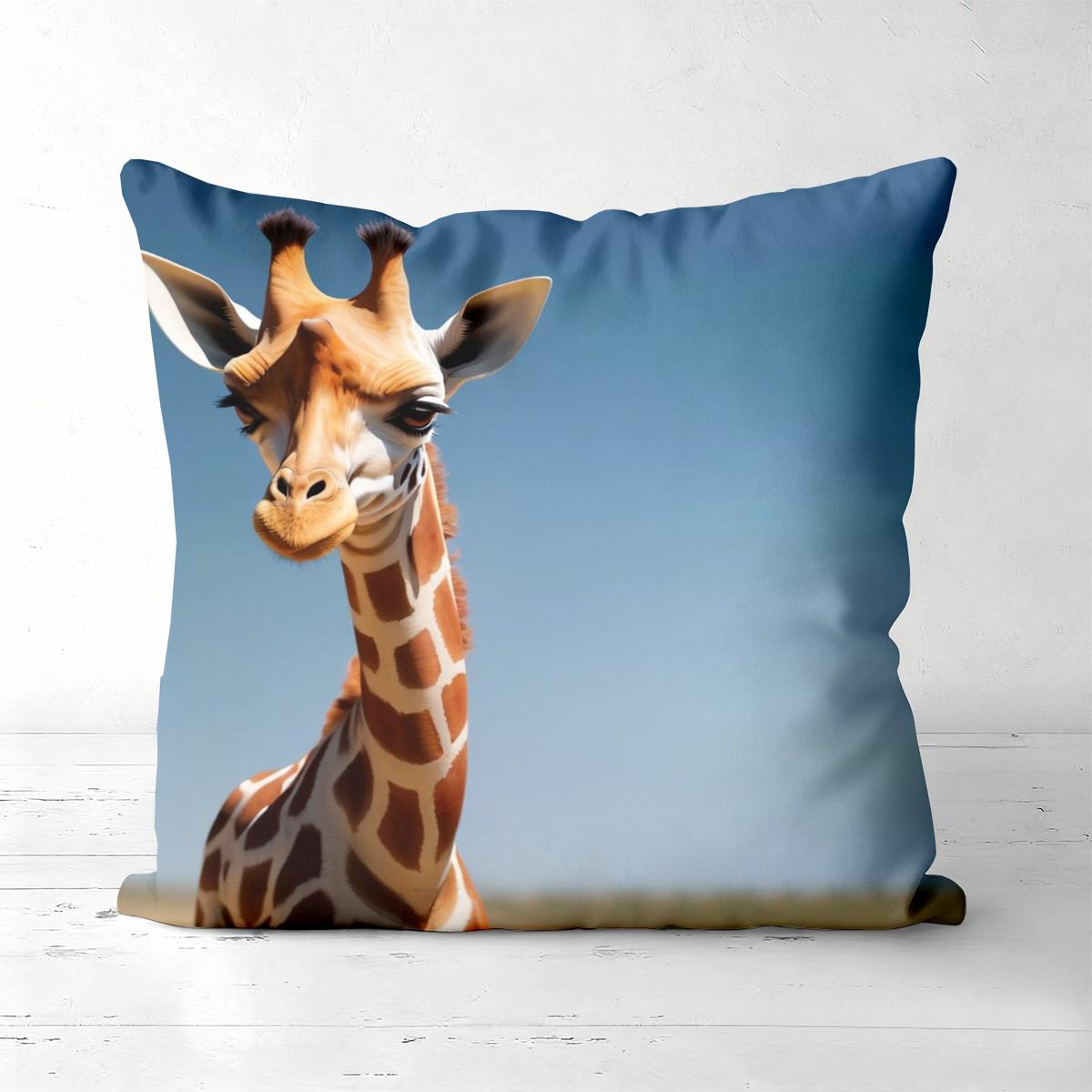 Coussins Girafe Éléphant Plage avec Scènes Naturelles Housse de coussin en polyester, housse de coussin décorative pour canapé, coussin de tête de lit 45x45cm