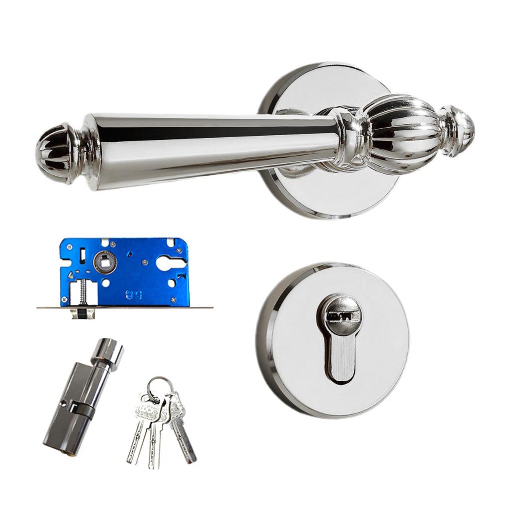 1 Set Zinc Alloy Door Handle Lock Modern Door Handles Home Security Lock Set for Home Renovation & Security Enhancement